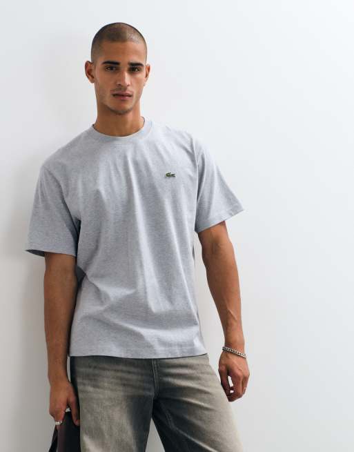 Lacoste boxy fit logo T-shirt in grijs, 4 van 5