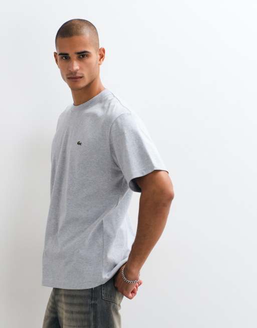 Lacoste boxy fit logo T-shirt in grijs, 5 van 5