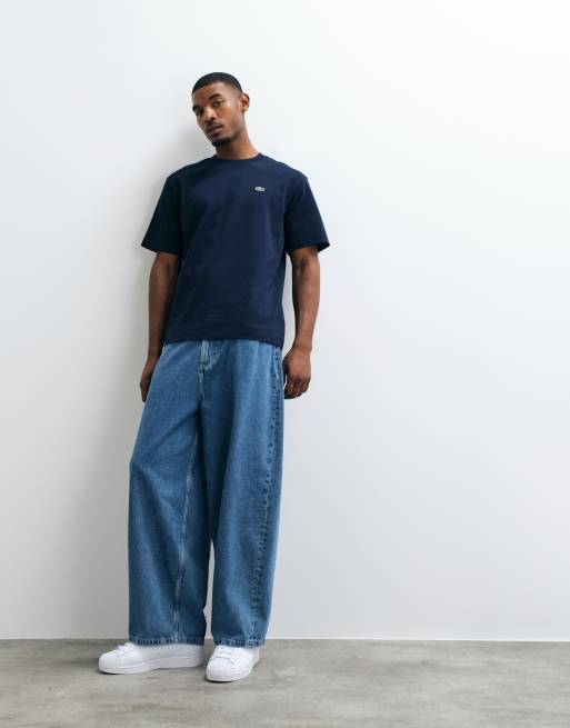 Lacoste boxy fit logo t-shirt in navy, 2 of 5