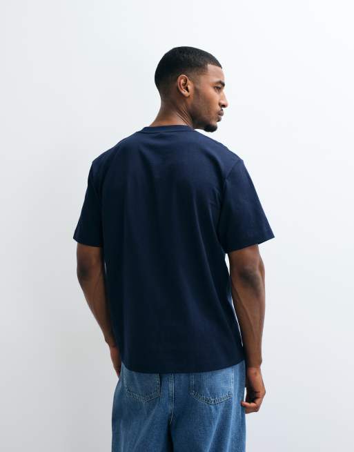 Lacoste boxy fit logo t-shirt in navy, 5 of 5