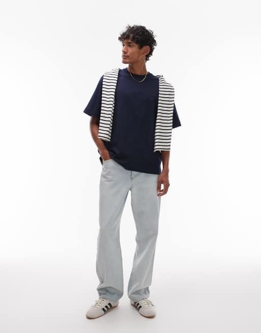 Lacoste boxy fit t-shirt in navy, 2 of 4