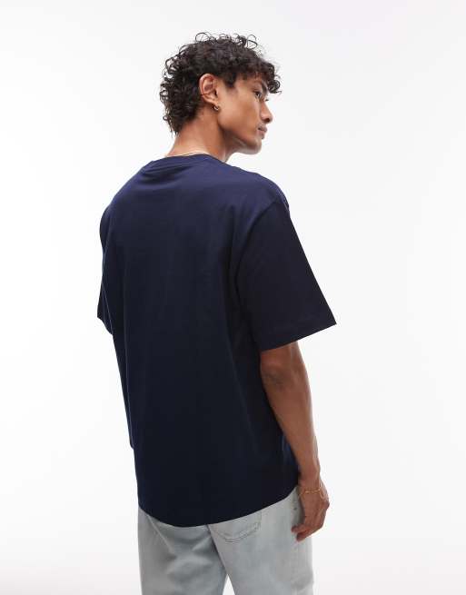 Lacoste boxy fit t-shirt in navy, 4 of 4