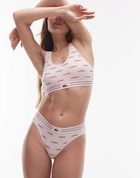 Lacoste bralet in light pink with all over valentines logo print - view 1
