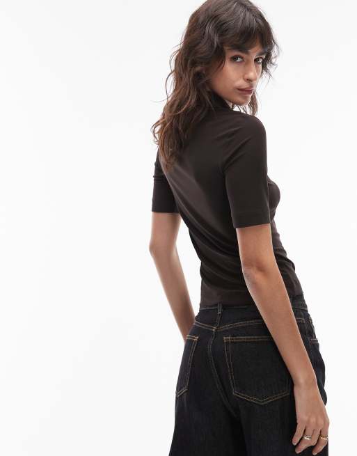 Lacoste – Brązowa dzianinowa koszulka polo, 3 z 4