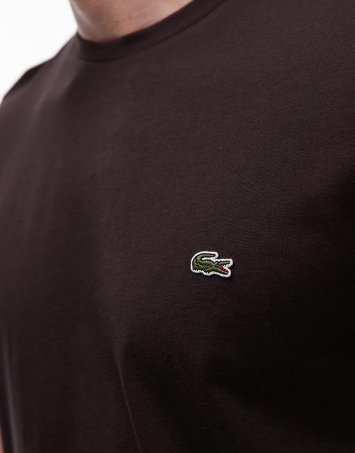 Lacoste – Brązowy T-shirt z bawełny pima , 5 z 5