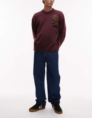 Lacoste Lacoste brown stitching jeans in dark wash-Navy