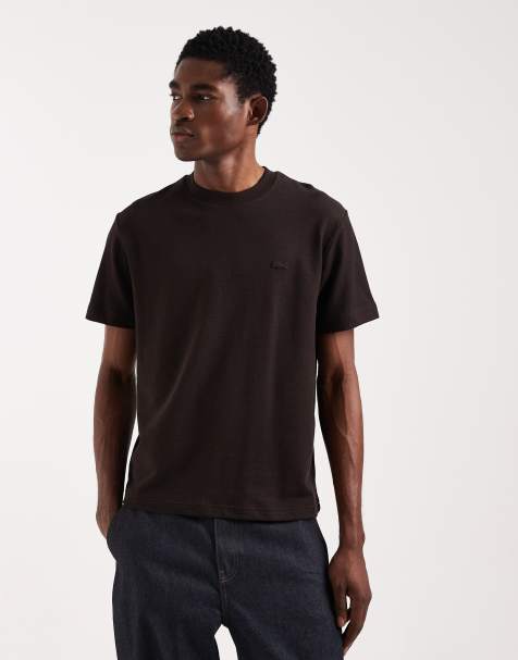 Lacoste – Brun, avslappnad t-shirt med tonad logga - view 1
