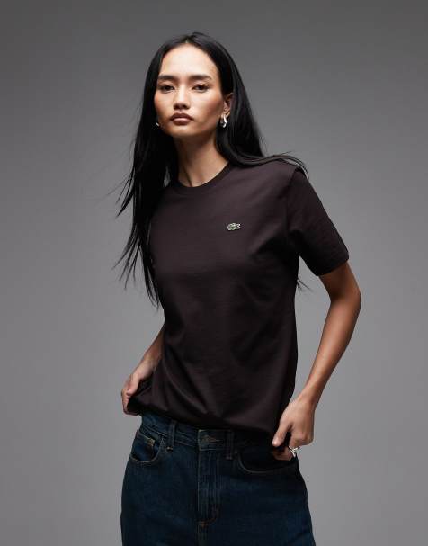 Lacoste – Brun t-shirt i oversized fit - view 1