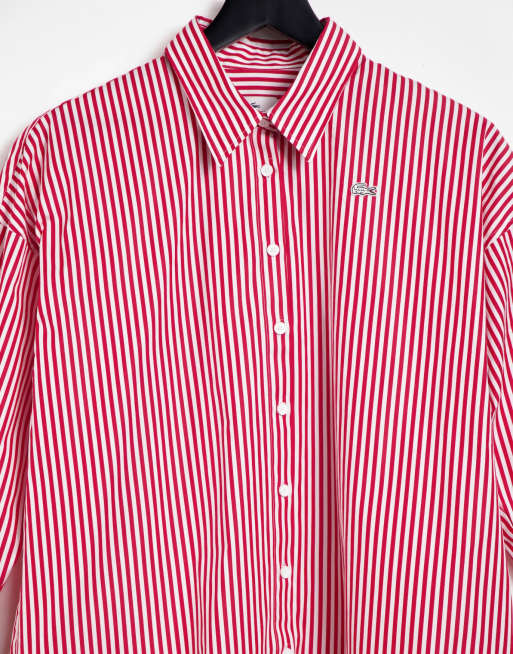 Lacoste button down boxy shirt in red multi