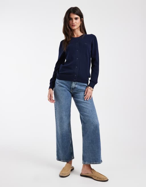 Lacoste button-down cotton cardigan in navy, 2 of 4