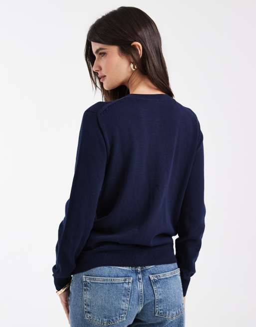Lacoste button-down cotton cardigan in navy, 4 of 4