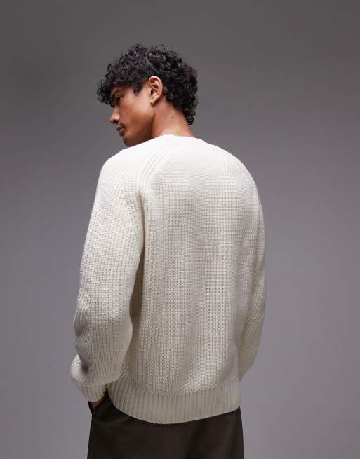 トップス whip knit off white Lacoste cable heavy weight knit jumper in off white | ASOS