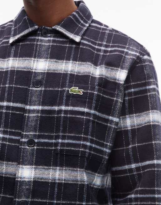 Lacoste - Camicia a quadri blu navy e bianca, 5 di 5