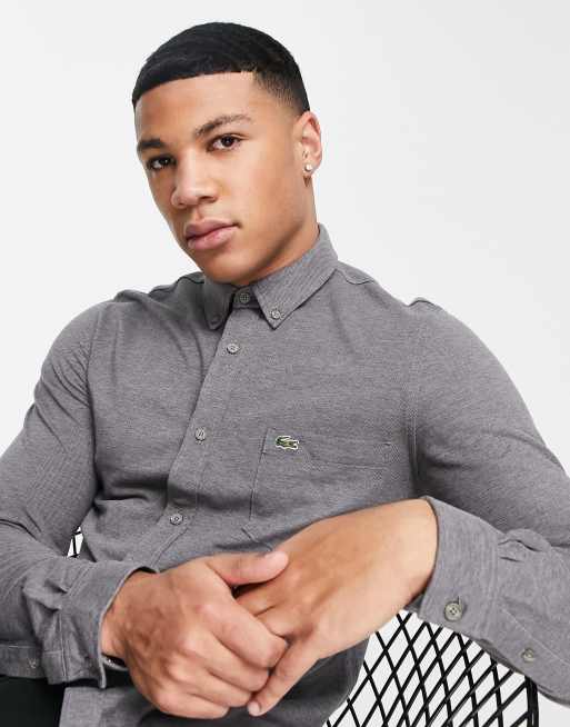 Lacoste Camicia grigia a maniche lunghe ASOS