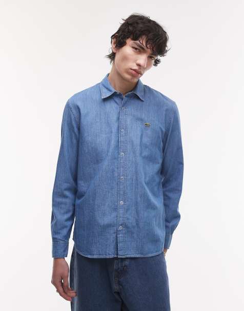 Lacoste - Camicia in denim lavaggio blu medio a maniche lunghe - view 1