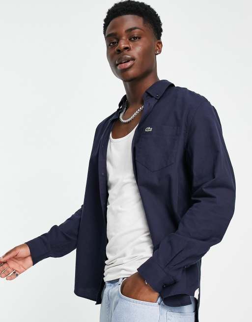 Lacoste - Camicia Oxford a maniche lunghe blu navy