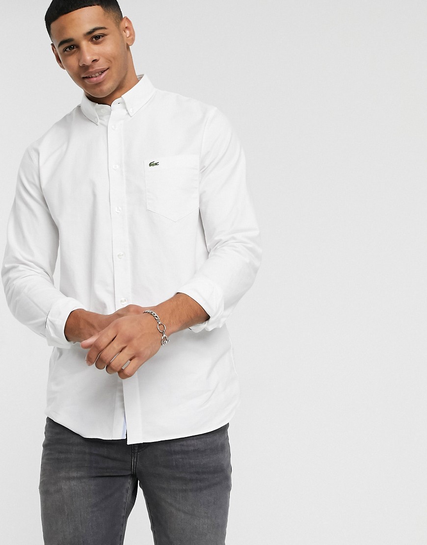 Lacoste - Camicia Oxford con colletto button-down bianca-Bianco