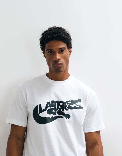 Lacoste - camiseta blanca con gráfico del logotipo de cocodrilo, 1 de 5