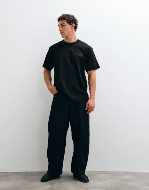 Lacoste camiseta de algodón grueso de manga corta con logo bordado en negro, 3 de 5