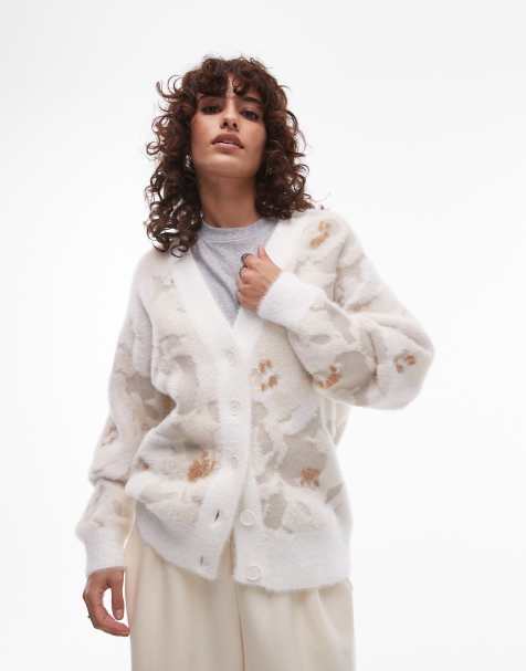Lacoste camo knit cardigan in beige - view 1
