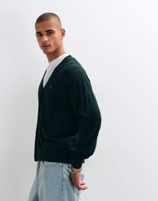 Lacoste Cardigan aus Baumwollmix mit V-Ausschnitt in Grün, 5 von 5