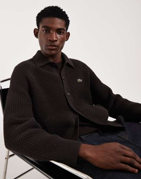 Lacoste - Cardigan in maglia marrone con bottoni - view 1