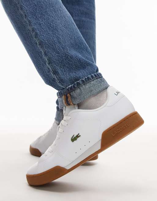 Lacoste carnaby cup sneakers in white with gum soles