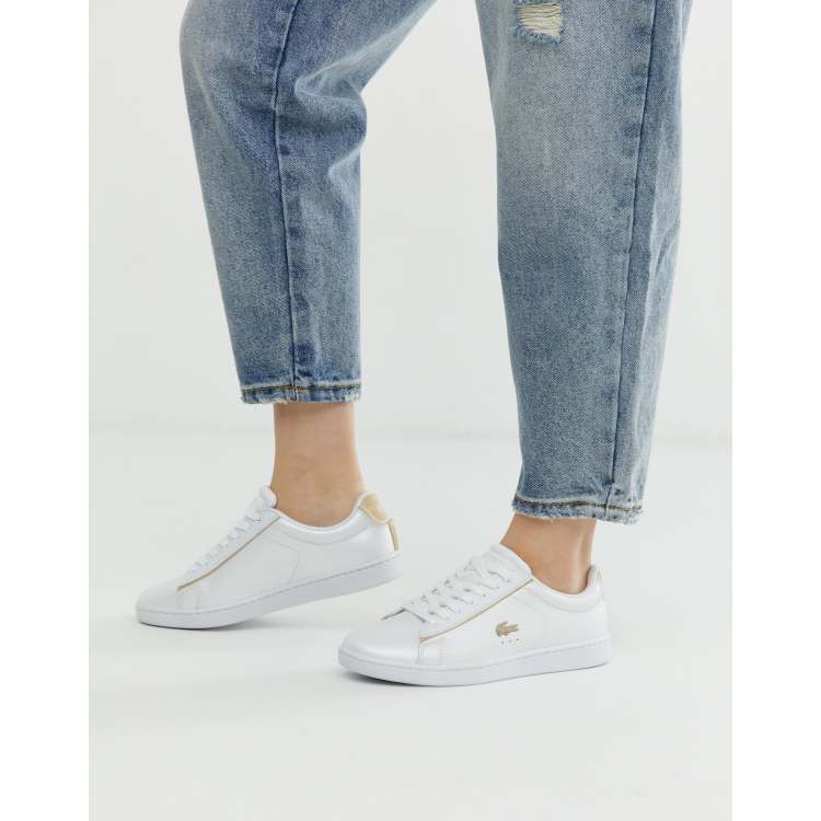 Lacoste Carnaby Evo 118 Sneakers in White With Gold Trims ASOS