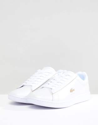 lacoste white and gold shoes