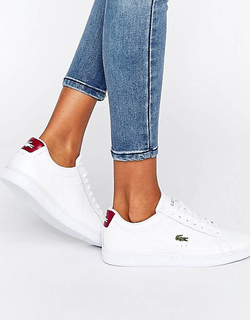 Renovering stykke Evolve Lacoste Carnaby Evo Textured Sneakers With Red Back Counter | ASOS