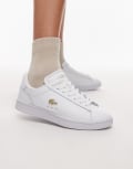 [Lacoste] Lacoste Carnaby Set leather logo sneakers in white 38 Wht/gld
