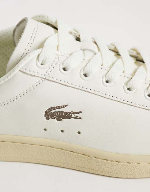 Lacoste Carnaby Set suede detail sneakers in dark brown and cream, 3 of 5