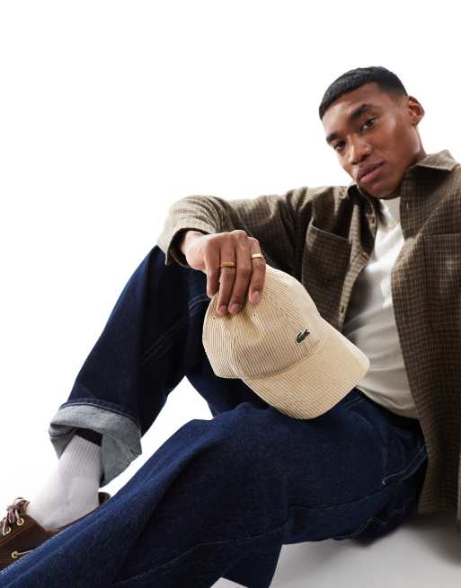 Lacoste Casquette de baseball en velours cotele a logo Beige ASOS