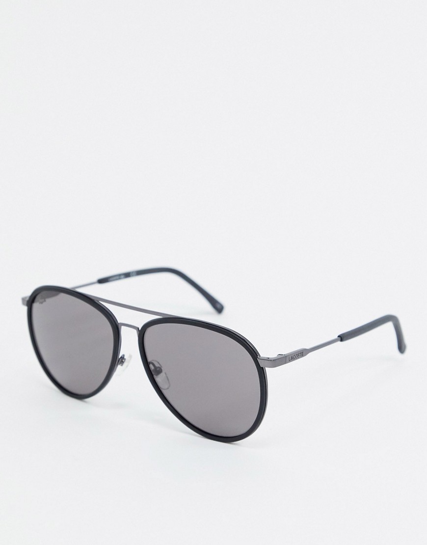 Lacoste – Casual Elegance – Runda solglasögon med dubbel näsbrygga-Svart