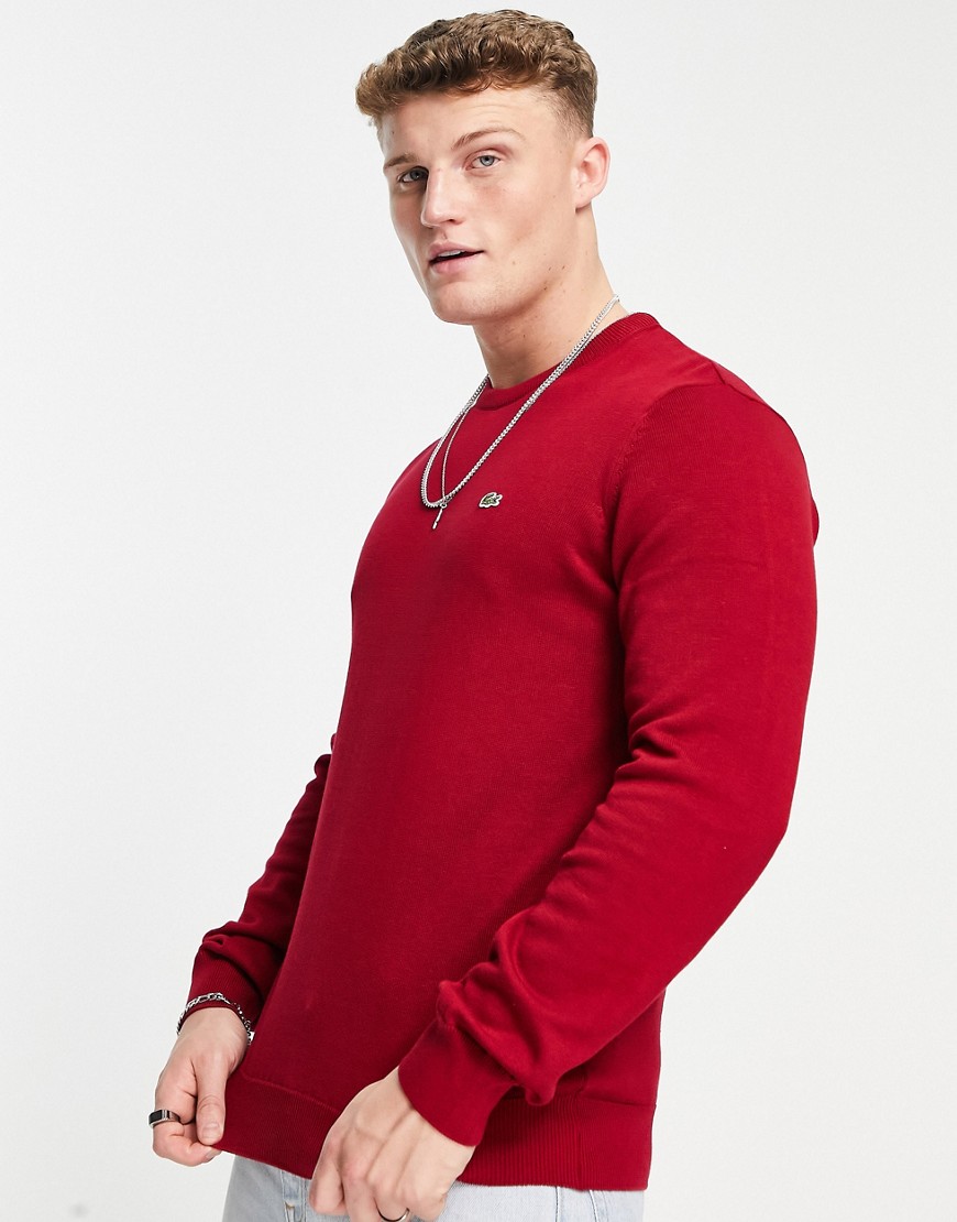 Lacoste - Caviar - Sweater van katoenen jersey met ronde hals en piqué accent-Rood