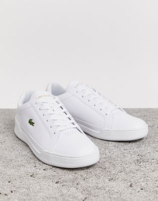 white lacoste leather trainers