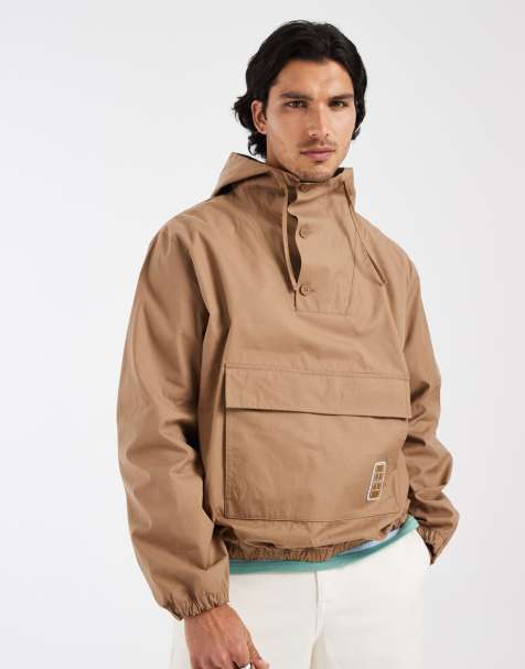 Lacoste - Chaqueta de chándal marrón con capucha, cordón ajustable y logo - view 1
