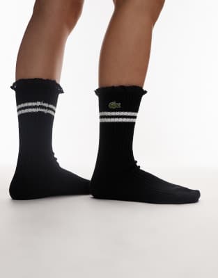 Lacoste - Chaussettes côtelées - Noir