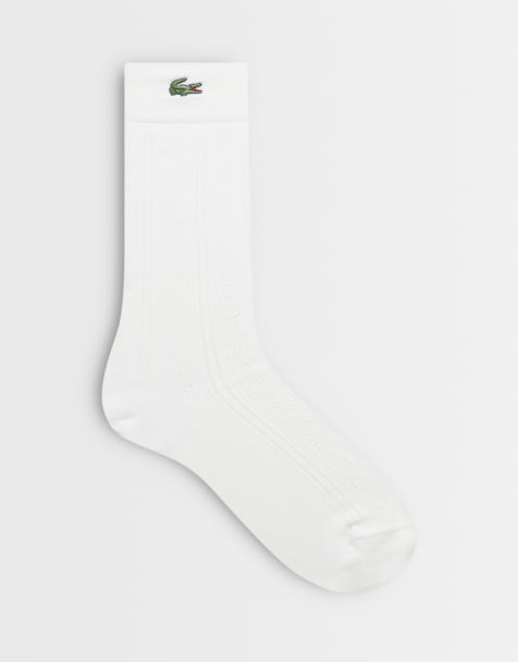 Lacoste chaussettes longues en maille pointelle blanches - view 1