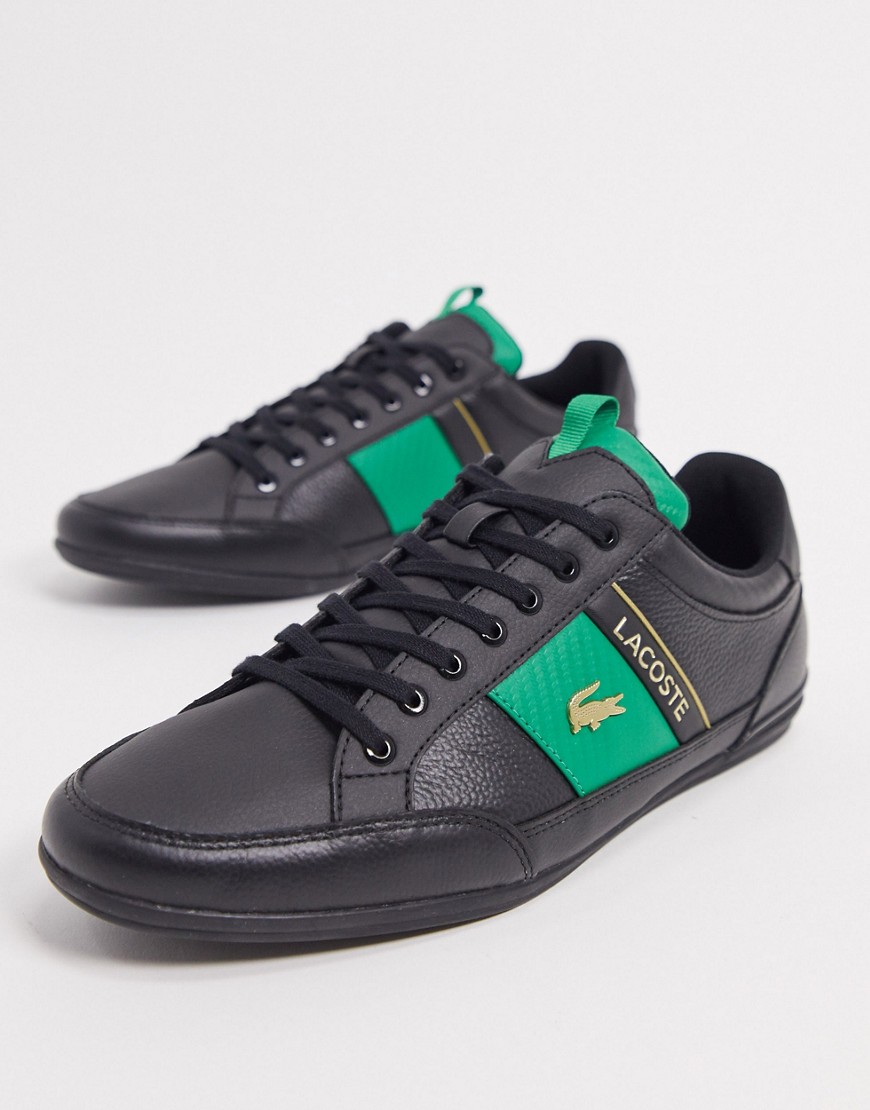 Lacoste chaymon side stripe sneakers in black