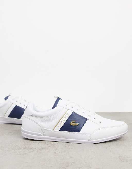 Lacoste chaymon side stripe trainers in white ASOS