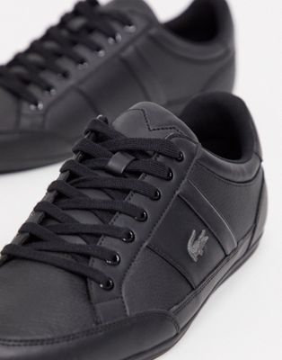 lacoste all black leather shoes
