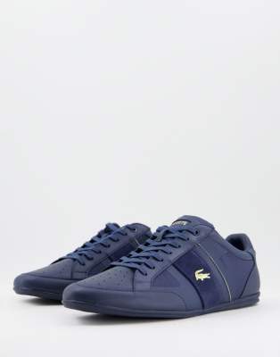 Lacoste chaymon tech  trainers in navy/gold