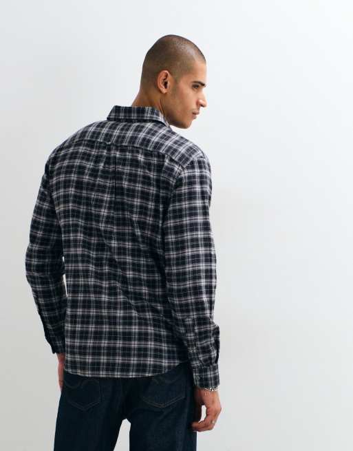 Lacoste check flannel button down shirt in grey, 3 of 5