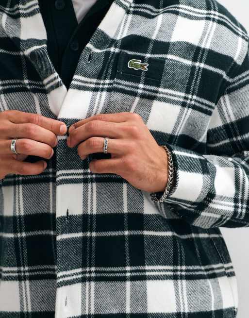 Lacoste check overshirt in green, 4 of 5
