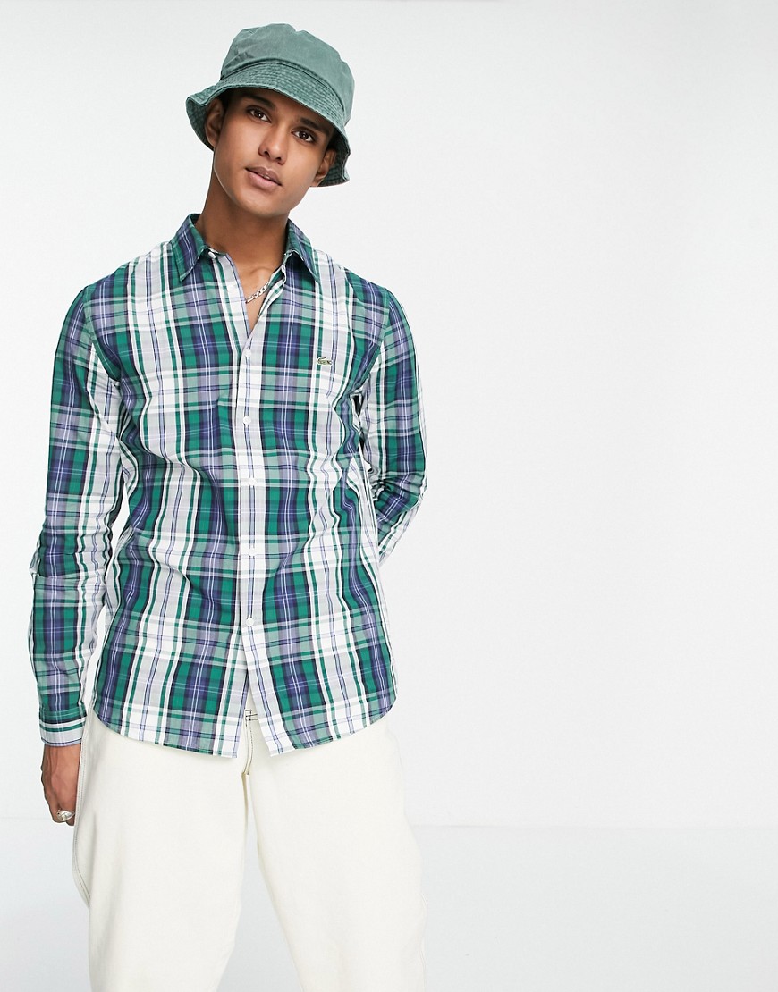 Lacoste checked long sleeve shirt-Blues