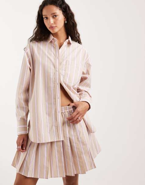 Lacoste - Chemise d'ensemble à rayures - Rose/bleu pastel - view 1