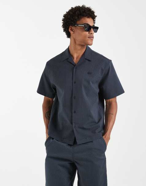 Lacoste - Chemise d'ensemble en crépon avec col à revers - Noir délavé - view 1