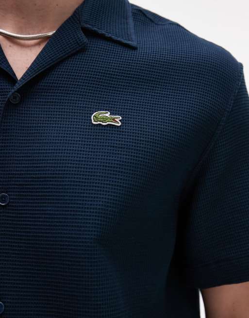 Lacoste Chemise gaufrée d'ensemble avec col à revers et manches