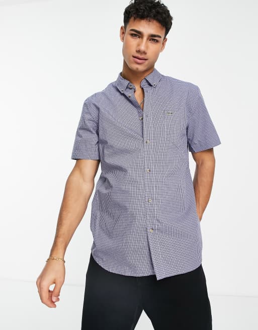 Lacoste Chemise manches courtes à carreaux Bleu ASOS